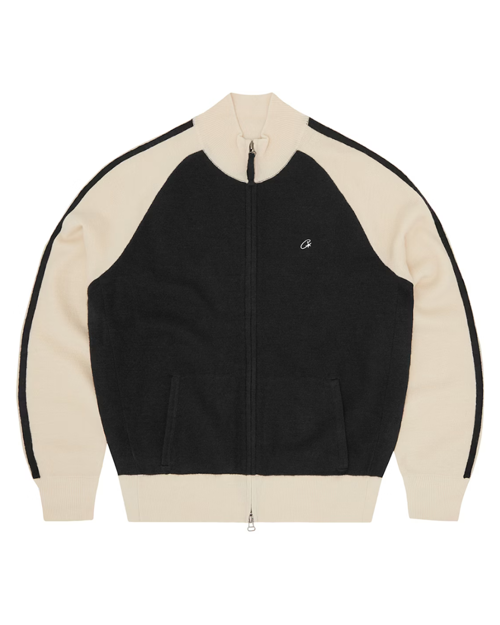 Corteiz Knit V2 Zip Up - "Black/Cream"